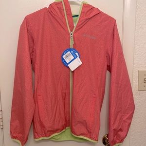 Columbia Wind Jacket - Pink/Green - Youth Large (14/16)